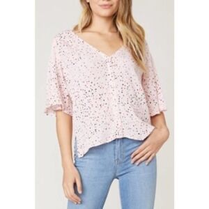 Jack by BB Dakota Pink Colorful Polka Dot Blouse NEW